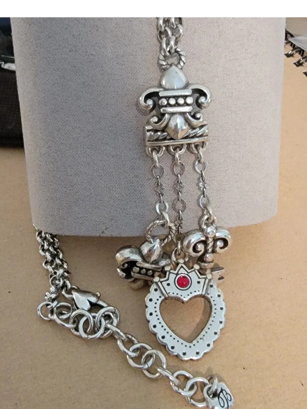 Brighton Silver Heart Pendant Necklace with Red Accent